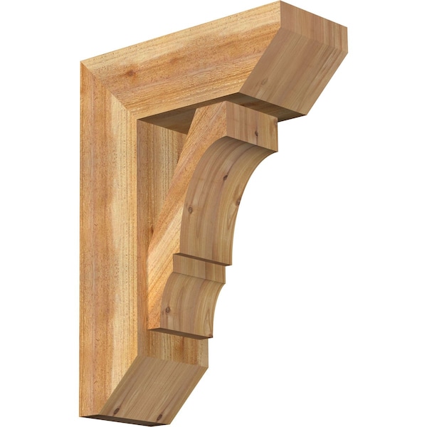 Ekena Millwork Balboa Slat Rough Sawn Bracket w/ Offset Brace, Western Red Cedar, 8"W x 20"D x 28"H BKT0806X20X28BOA06RWR - main